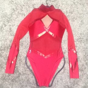 超お値打ち出品 入手困難特注品 エアロビ競技会用 ハイネックバックジップ 超ハイレグレオタード Sサイズ used超美品拍卖