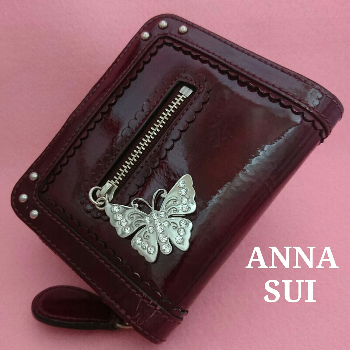 ANNA SUI アナスイ エナメル 2つ折り 財布 中古 M394拍卖