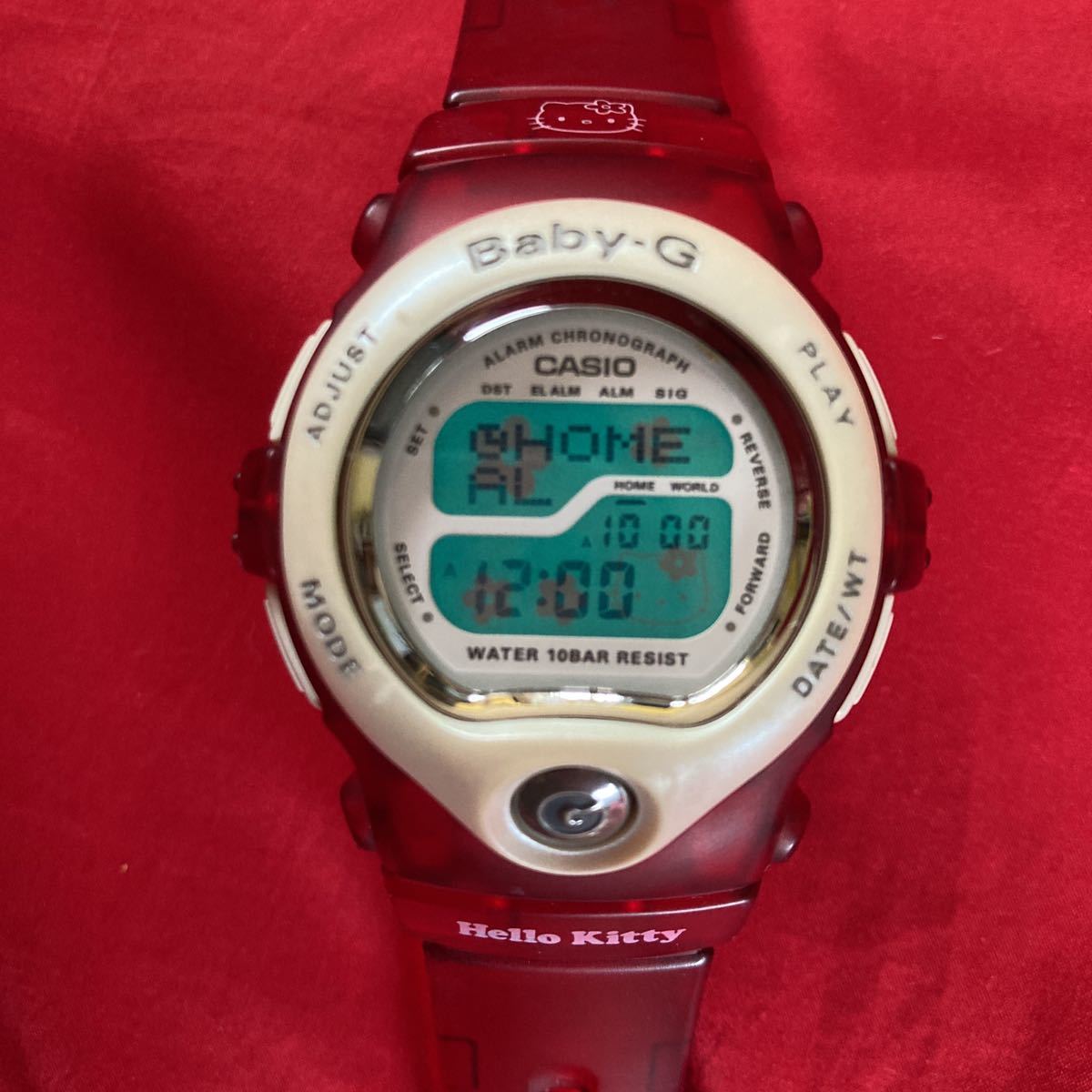 ☆★即決有★☆限定 ハローキティ Baby-G ELライト キティちゃん サンリオ コラボ キティーちゃんBaby-G ベゼル ベルト 赤色染め★良品★拍卖