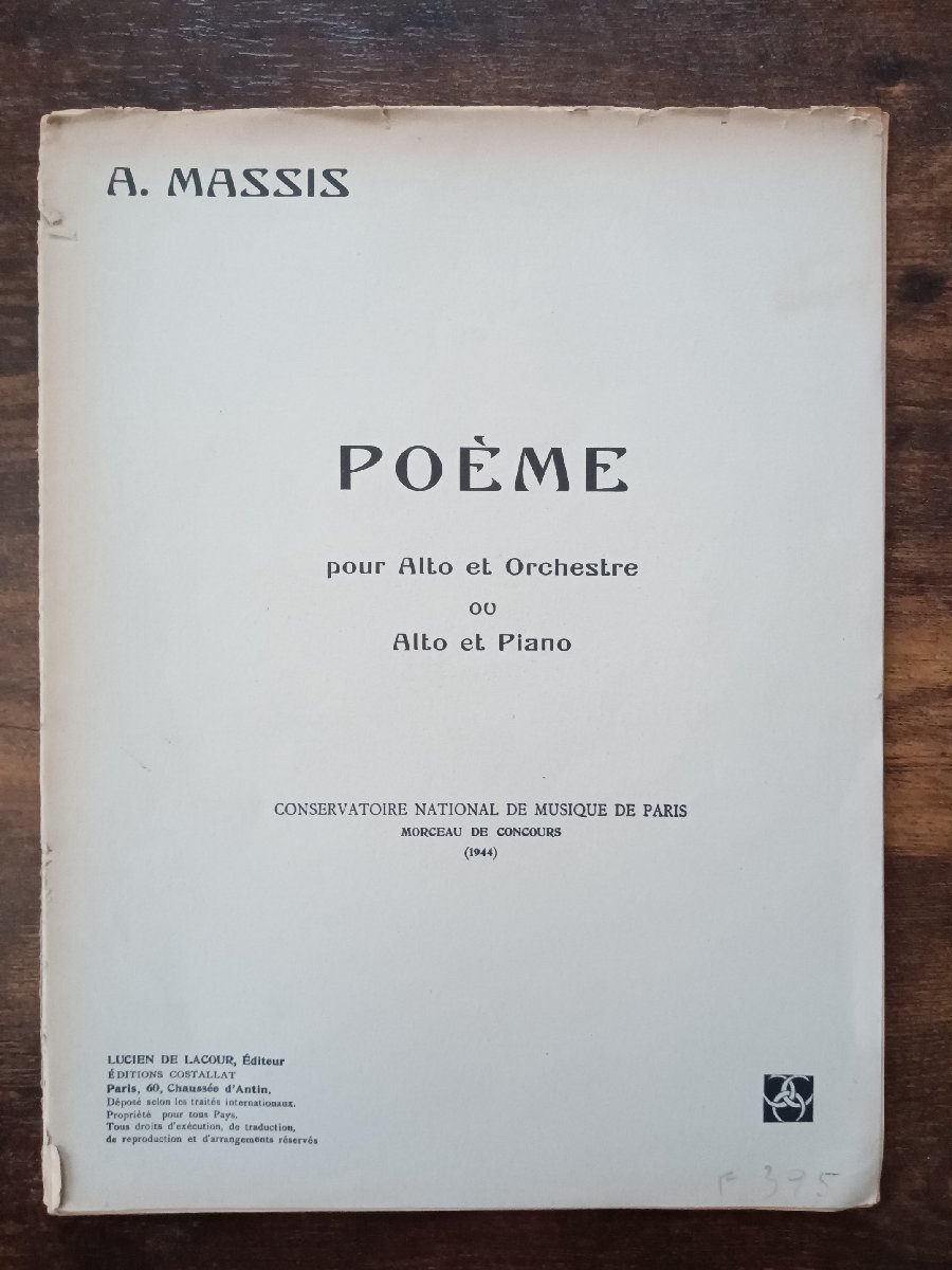 送料無料 ヴィオラ楽譜 A.マシス:ポエム ヴィオラとオーケストラのための ヴィオラ&ピアノ伴奏版拍卖