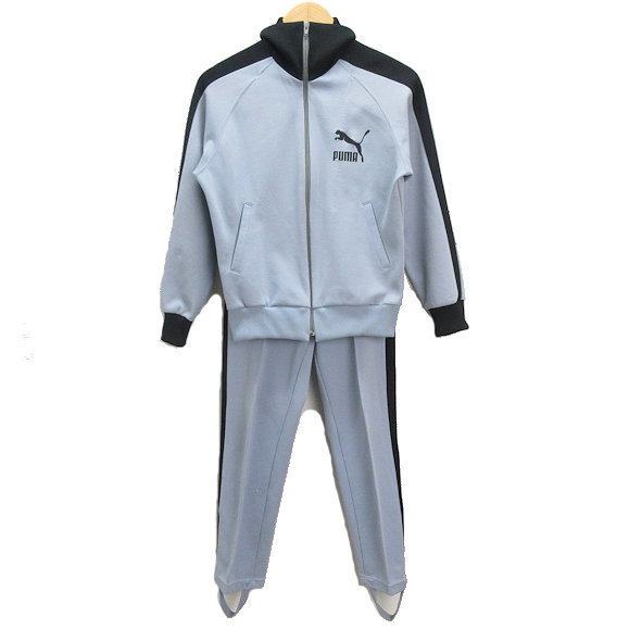 y■80'Sレトロ■オールドプーマ/PUMAジャージ セットアップ■灰【レディースS】LADIES/76【中古】拍卖