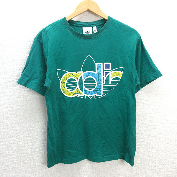 z■アディダス/adidasTRF TEE ショートスリーブ FM1574 プリントTシャツ【M】緑/men's/12【中古】拍卖