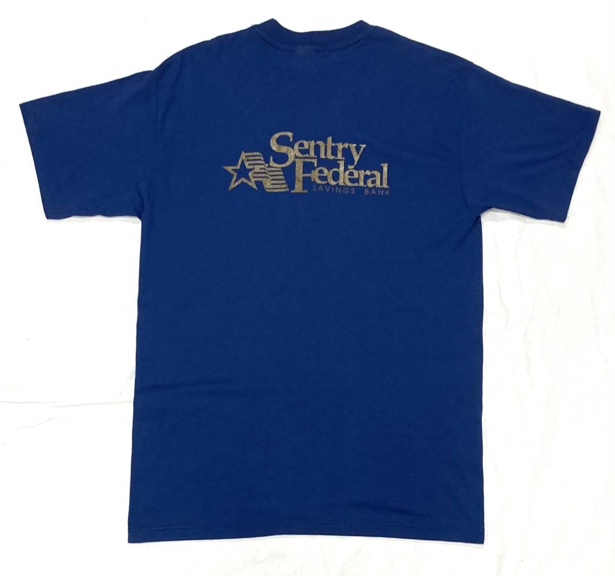 USA製 80s Sentry Federal SAVINGS BANK Tシャツ 紺 L Stedman ステッドマン 銀行 企業 ビンテージ拍卖