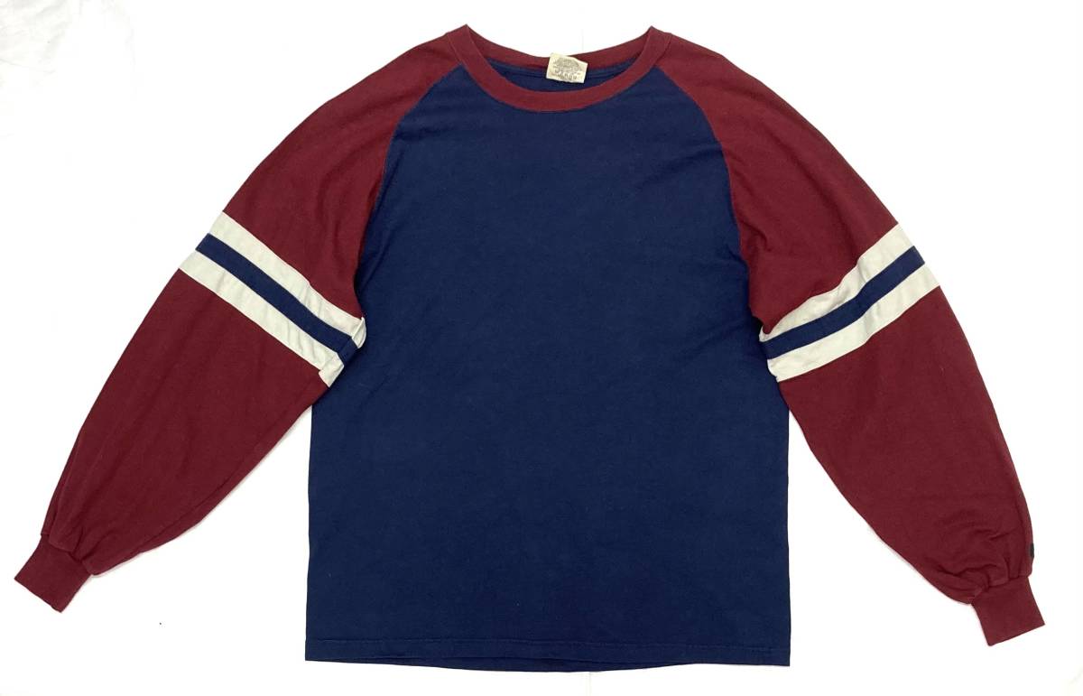 90s USA製 RUSSELL ATHLETIC PRO COTTON ロンT L ラッセル 紺 バーガンディー拍卖