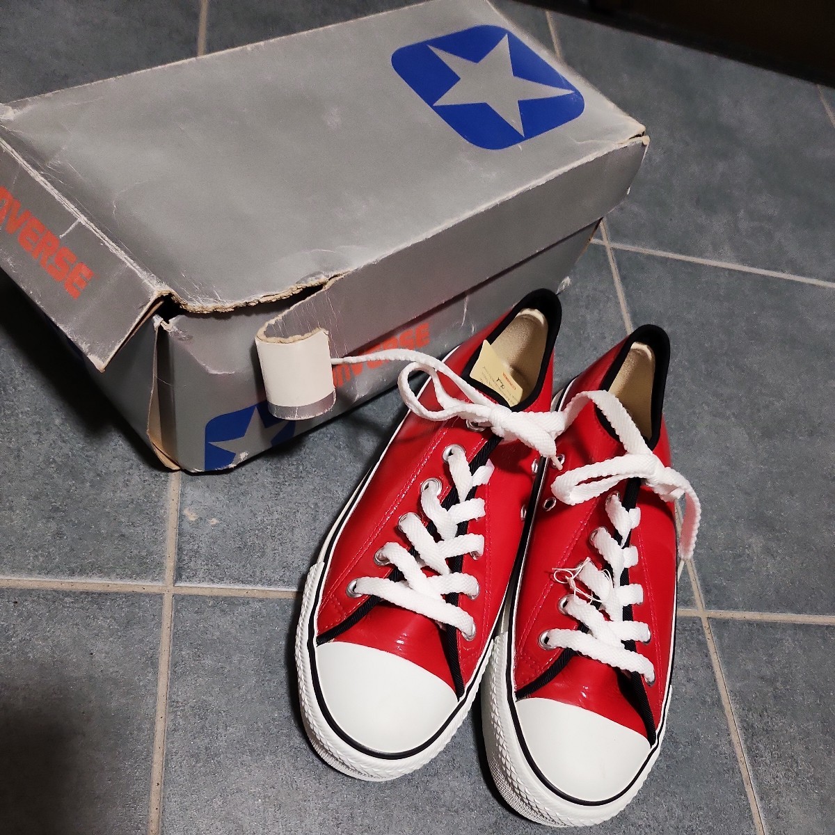 CONVERSE コンバースオールスター レッド ビンテージ 日本製 90年代 箱つき 新品未使用 デッドストック 古靴 アメカジ ローテク拍卖