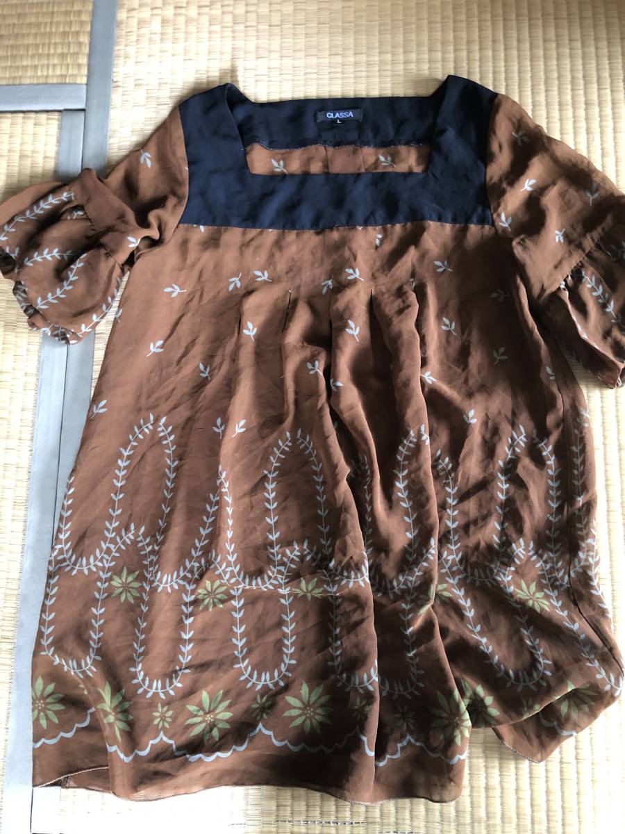 半袖 茶色のチュニック サイズL拍卖