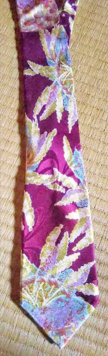 イタリア ギラロッシュ Guy Laroche シルク ネクタイ フランス 絹 マルチカラー ボタニカル イラスト カラフル 総柄拍卖