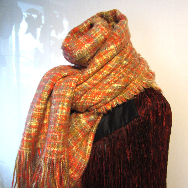 美品 afternoontea ウール混 厚手ストール チェック ショール オレンジ 拍卖