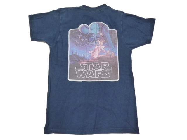 1977年 スターウォーズ STAR WARS ビンテージ Tシャツ 紺 100%コットン USA古着 YOUTH L(10歳-12歳) 半袖 フルーツオブザルーム製拍卖