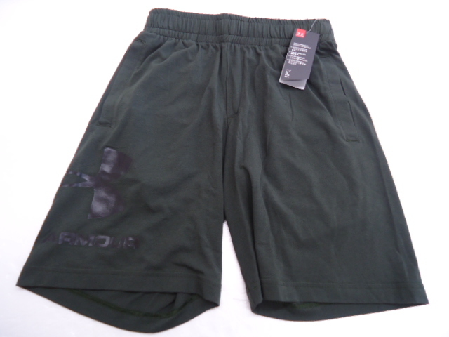 【KCM】Z-2under-9-SM★展示品★【アンダーアーマー】メンズ スポーツ ハーフパンツ 半ズボン コットン 1329300 カーキ サイズSM拍卖