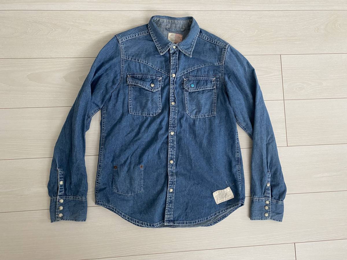 ★OLD BETTY'S オールドベティーズ 長袖 デニムシャツ ウエスタンシャツ 背ロゴ刺繍 S★拍卖