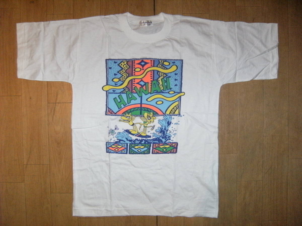 昭和レトロ★90年代★当時物 HAWAII ハワイ サーフィン Tシャツ★ボディボード 南国 サーファー 海外旅行 グアム サイパン カップル 恋人拍卖