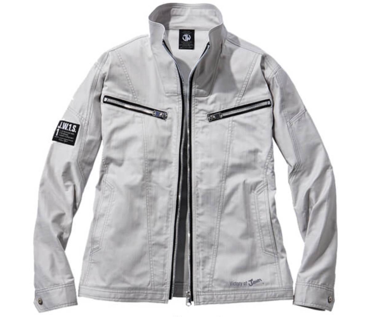 新品即決 JAWIN 57400 春夏 ストレッチ長袖ジャンパー シルバー ジャウィン 自重堂 デニム ジージャン JICHODO ジャケット拍卖