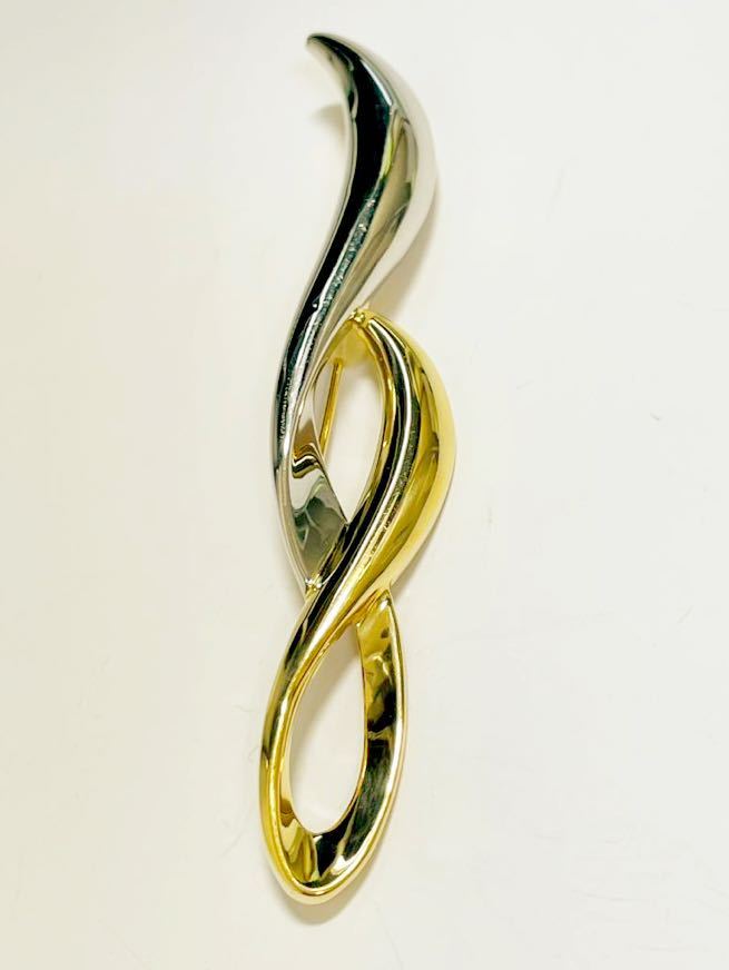 ☆K18/Pt900 コンビデザインブローチ☆拍卖