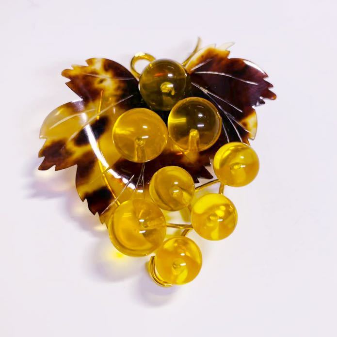 ☆べっ甲&琥珀 葡萄型 ペンダント兼用ブローチ☆拍卖