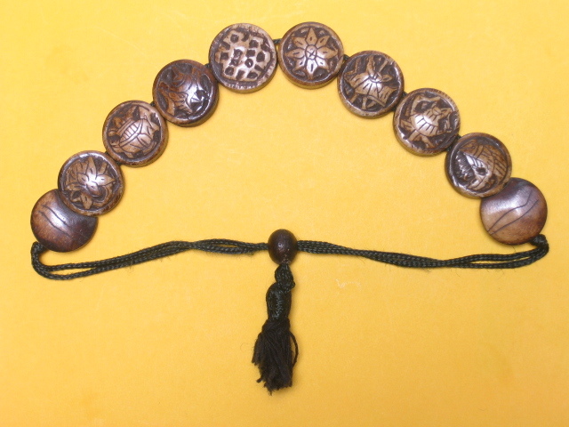 ◎●チベット仏教 吉祥八宝(八吉祥) バッファロー・ボーン(骨)ブレスレット 水牛の骨 デザインNO.1 拍卖