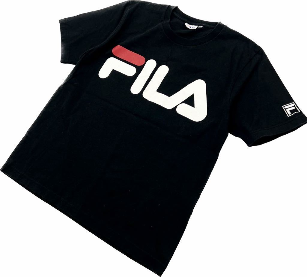 FILA ☆ ビッグロゴ◎ ブラック 半袖 コットン Tシャツ レディース M スポーツ トレーニング アウトドア タウンユース 人気 フィラ■FA222拍卖
