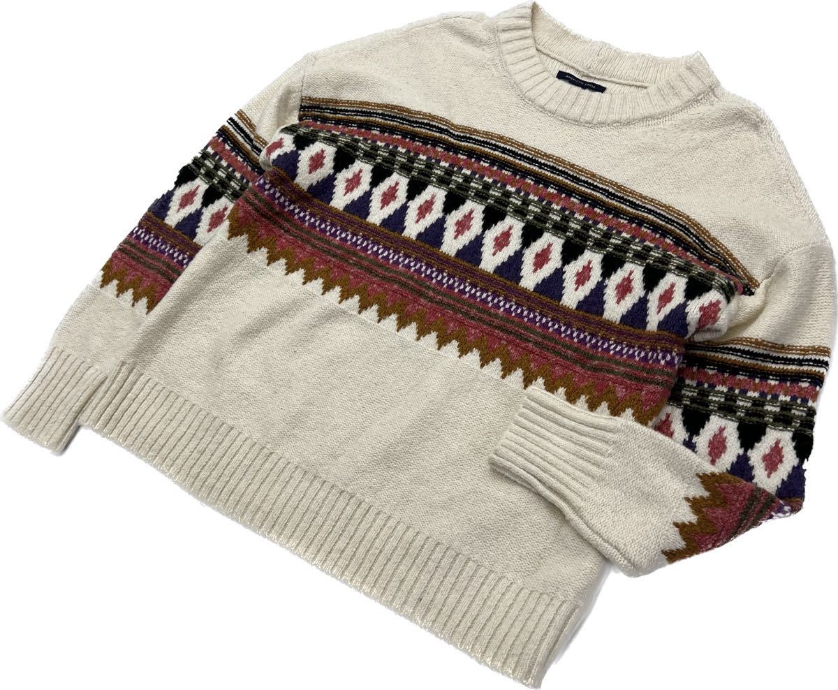 American Eagle ☆ 人気◎ ノルディック柄 ニット セーター S アメカジ ストリート 大人カジュアル 古着MIX アメリカンイーグル■S1752拍卖