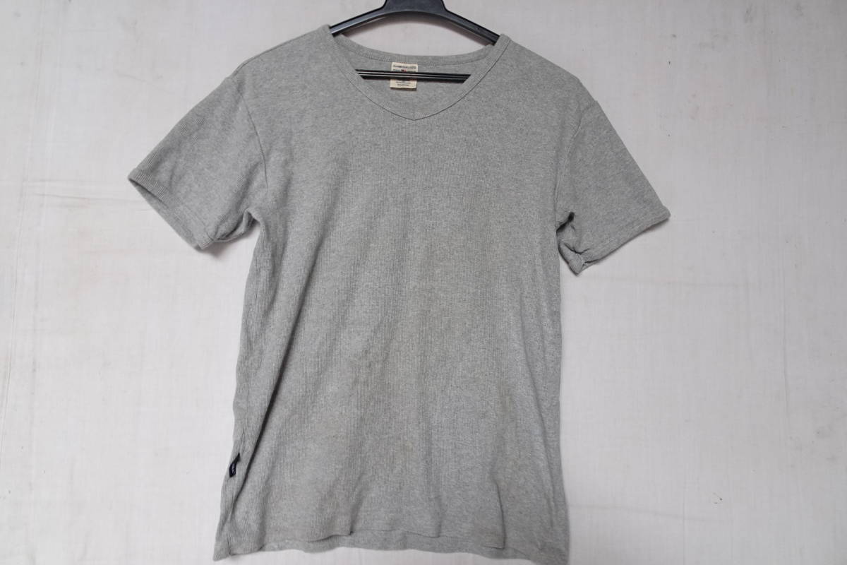 AVIREX U.S.A/アヴィレックス/半袖Tシャツ/カットソー/Vネック/リブ素材/フィット感/ミリタリー/グレー杢/Mサイズ(6/26R)拍卖