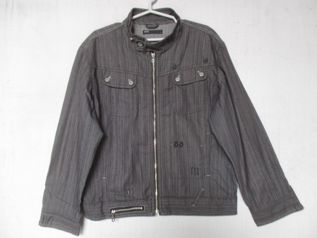 MFE/長袖ジャンパー/前ジップアップ/ストライプ/両胸フラップポケット/ワークジャケット/アウター/上着/グレー/LLサイズ(6/21R5)拍卖