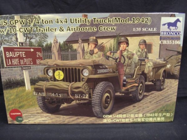 251 CB35106 660F1 1/35アメリカジープ+トレーラー+人形 ブロンコ拍卖