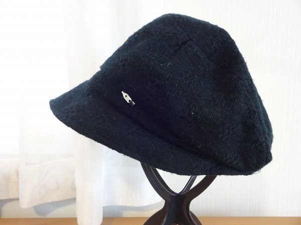 ◯クアトロ◯レディース・婦人用 キャスケット サイズ5・75cm 黒色帽子 キャップ 帽子 コットン帽拍卖