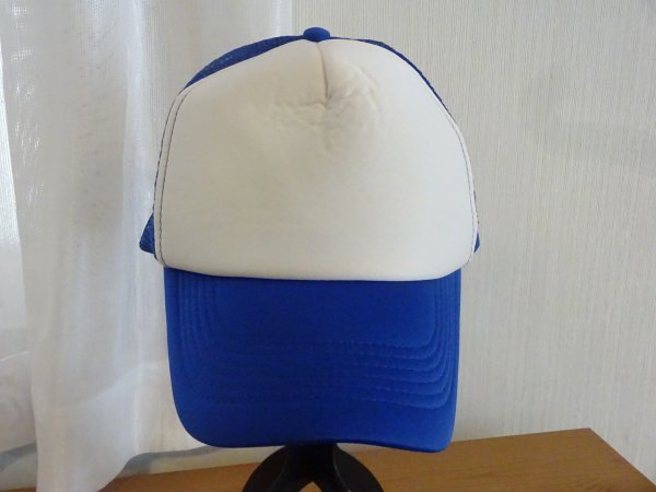 ◯キッズ帽子◯男女兼用 トラッカーキャップ サイズ54cm〜57cm キャップ 帽子 コットン帽 ブルーホワイト拍卖