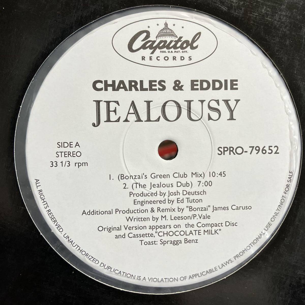 【名曲再発】Charles & Eddie / Jealousy 12 BEATMASTERS MIX DANCE HALL MIX BONZAI'S GREEN CLUB MIX THE JEALOUS DUB拍卖
