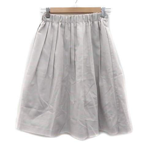 トゥモローランド TOMORROWLAND フレアスカート ギャザースカート ミモレ丈 無地 34 ライトグレー /YS8 レディース拍卖