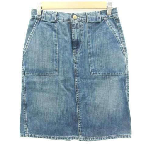ポール&ジョー PAUL&JOE デニムスカート タイトスカート ひざ丈 ウォッシュ加工 ネイビー 紺 /YM29 レディース拍卖