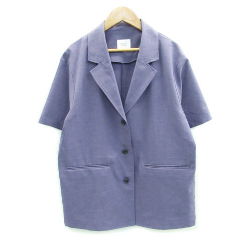 ローリーズファーム LOWRYS FARM テーラードジャケット 七分袖 ミドル丈 シングルボタン F パープル 紫 /MS23 レディース拍卖