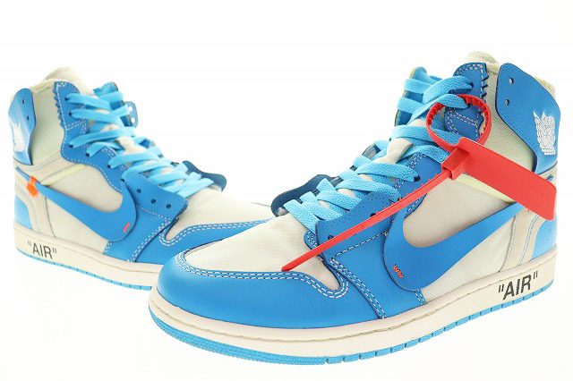 ナイキ NIKE AIR JORDAN 1 × OFF-WHITE NRG UNC 2018 28cm AQ0818-148 エア ジョーダン I オフホワイト ダーク パウダー ブルー 230606☆A拍卖