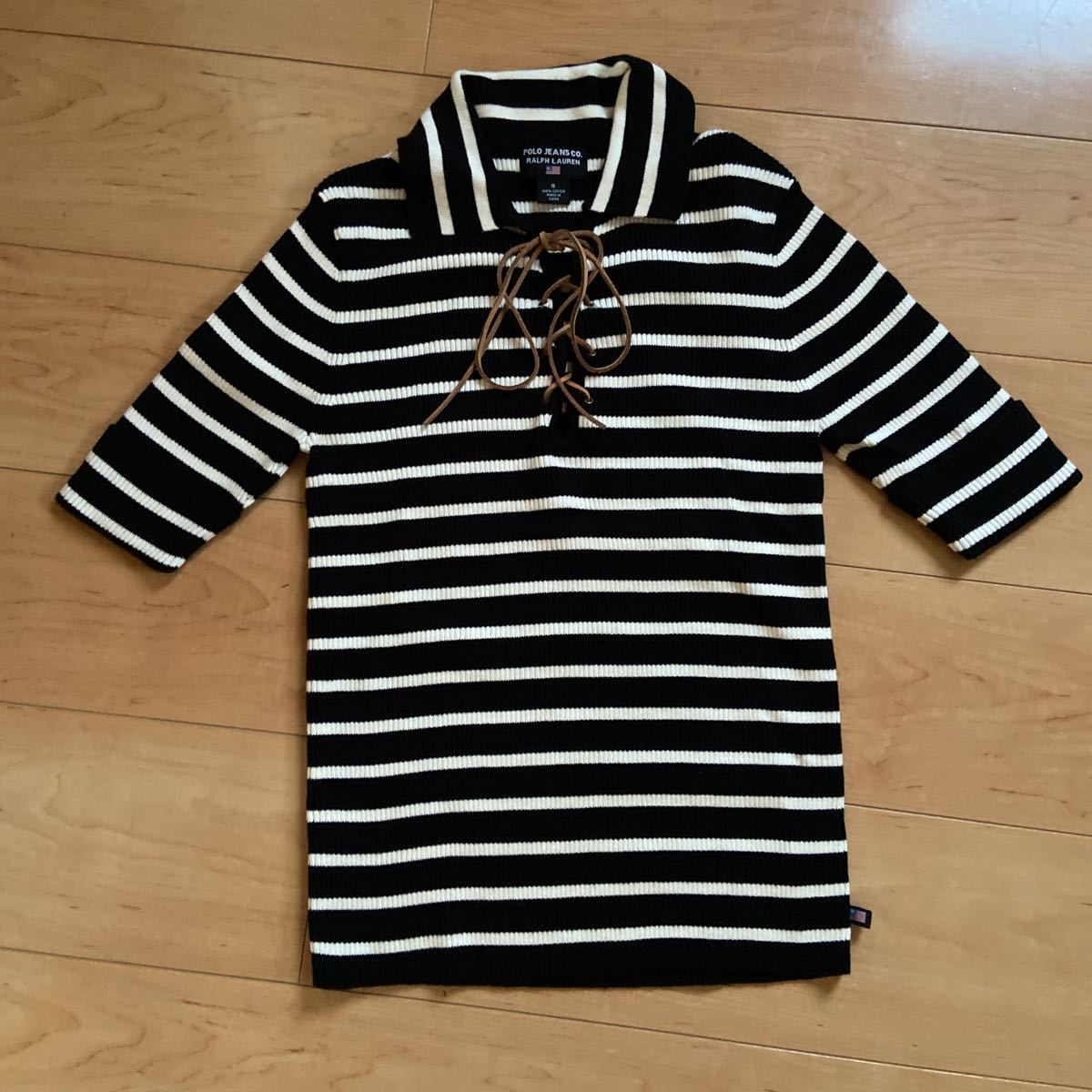 POLO JEANS CO. RALPH LAUREN ポロジーンズラルフローレン 5分丈袖 ポロシャツセーター ボーダー レディースS拍卖