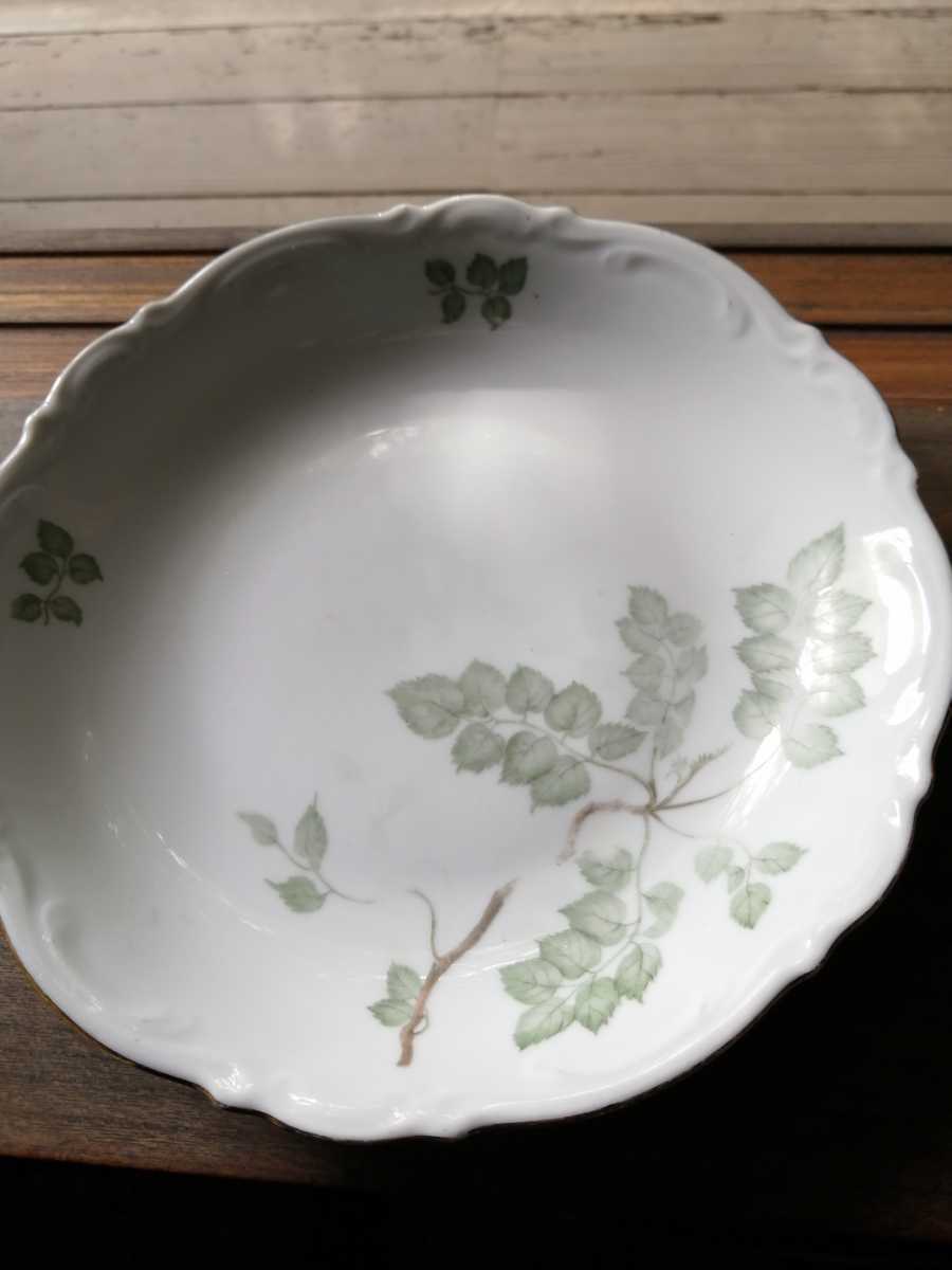 緑の葉スープ皿 GREEN LEAVES BAVARIA 1950年代 ドイツ MITTERTEICH バイエルン マイセン アート陶器 デザイン陶器 62P18C1 拍卖