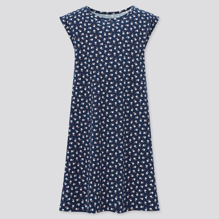 【新品・140・ブルー】ユニクロ ポール & ジョー カットソードレス Tシャツワンピ PAUL & JOE コットン100% 小花柄 半袖Tシャツ拍卖