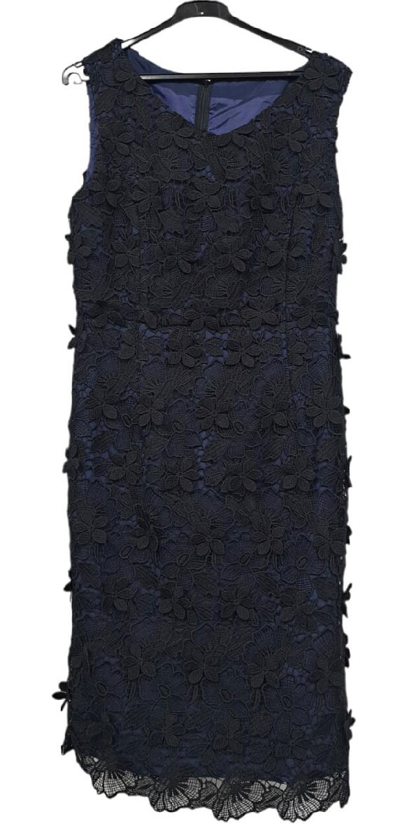新品同様 グレースコンチネンタル ワンピース 刺繍 ノースリーブ レース ブラック ネイビー レディース 38 【中古】拍卖