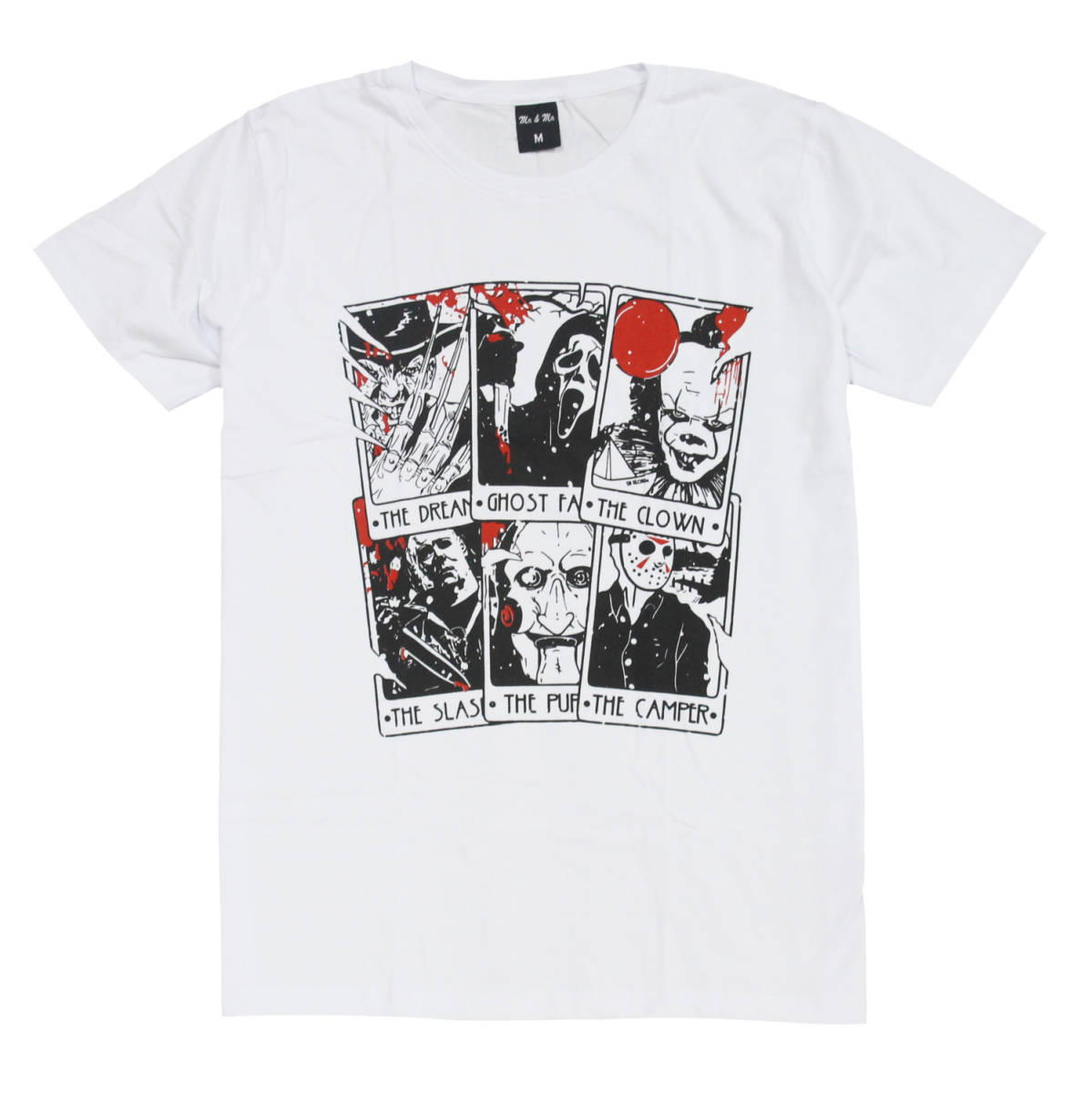 ホラー映画Tシャツ フレディー ジェイソン ペニーワイズ ハロウィン SAW ビリー人形 おもしろTシャツ メンズ 半袖★tsr0846-wht-m拍卖