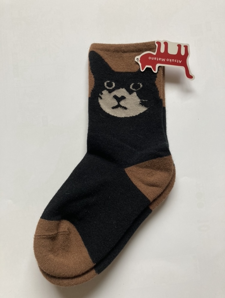 日本製 アツコマタノ 靴下 ネコ マタノアツコ 俣野温子 ソックス ワコール 黒猫 BR拍卖