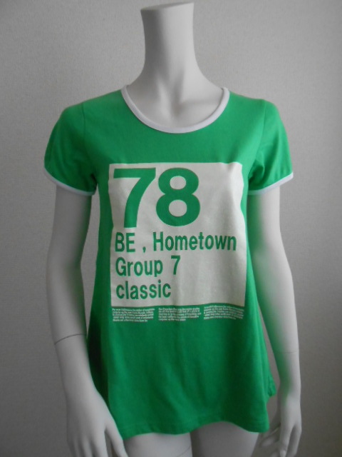 ♪即決 送料無料 美品 CPS Desigh ラメ Tシャツ グリーン Lサイズ ロゴ 丸首 バックプリント Aライン トップス レディース ギャル 拍卖