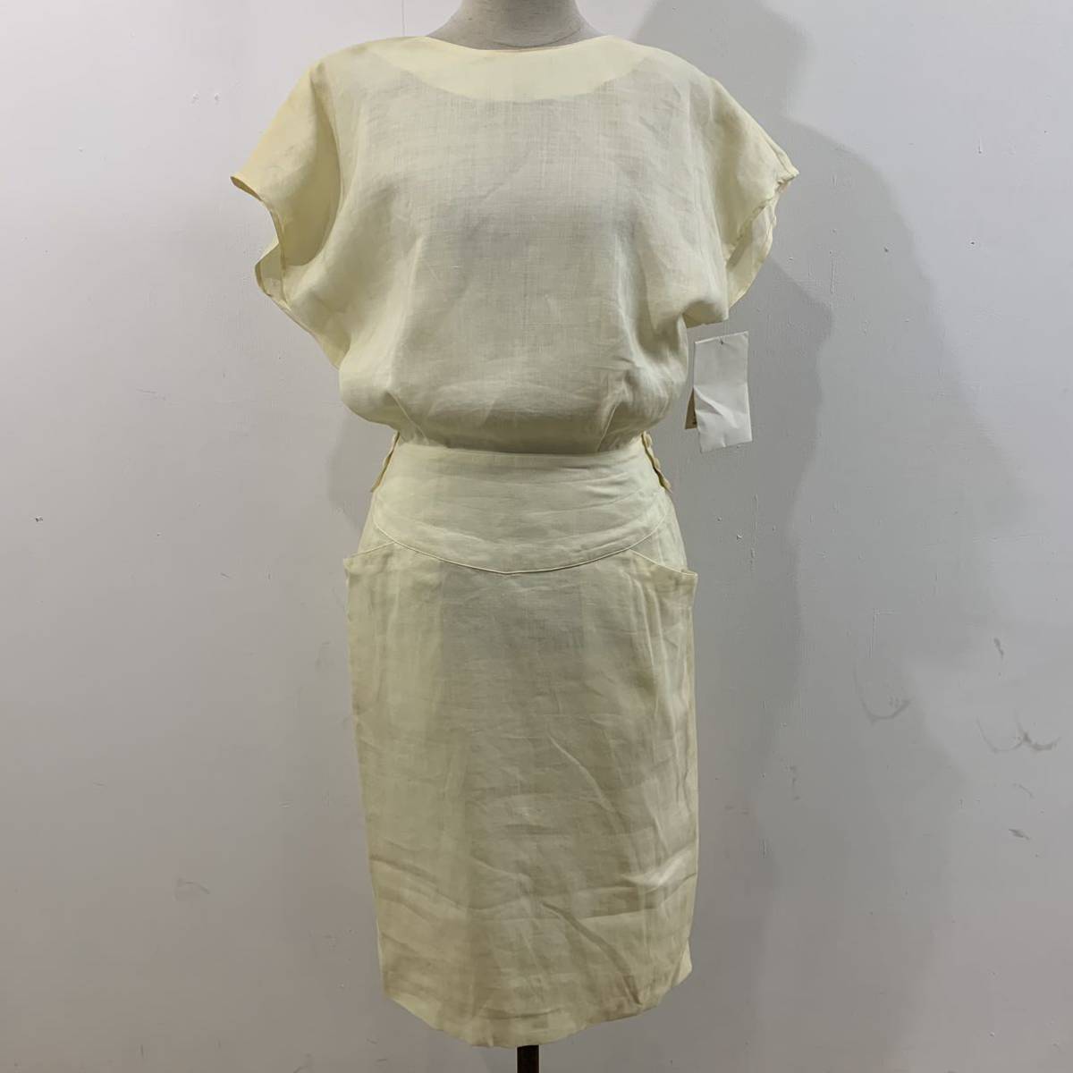 新品未使用タグ付き DOROTHEA リネンワンピース フレンチスリーブ ロング 希少 日本製 VINTAGE ドロテーア【レターパックプラス郵送可】E拍卖