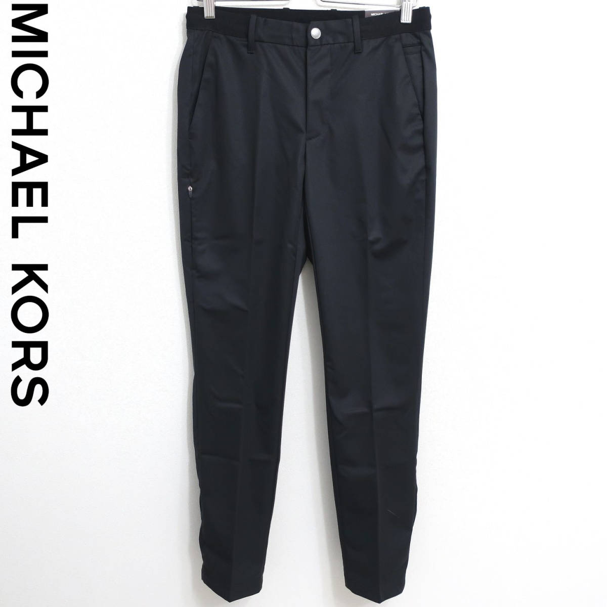 新品 未使用 MICHAEL KORS マイケルコース スリム ストレッチ スラックス パンツ チノパン モード系 細身 ブラック 黒 メンズ Sサイズ拍卖