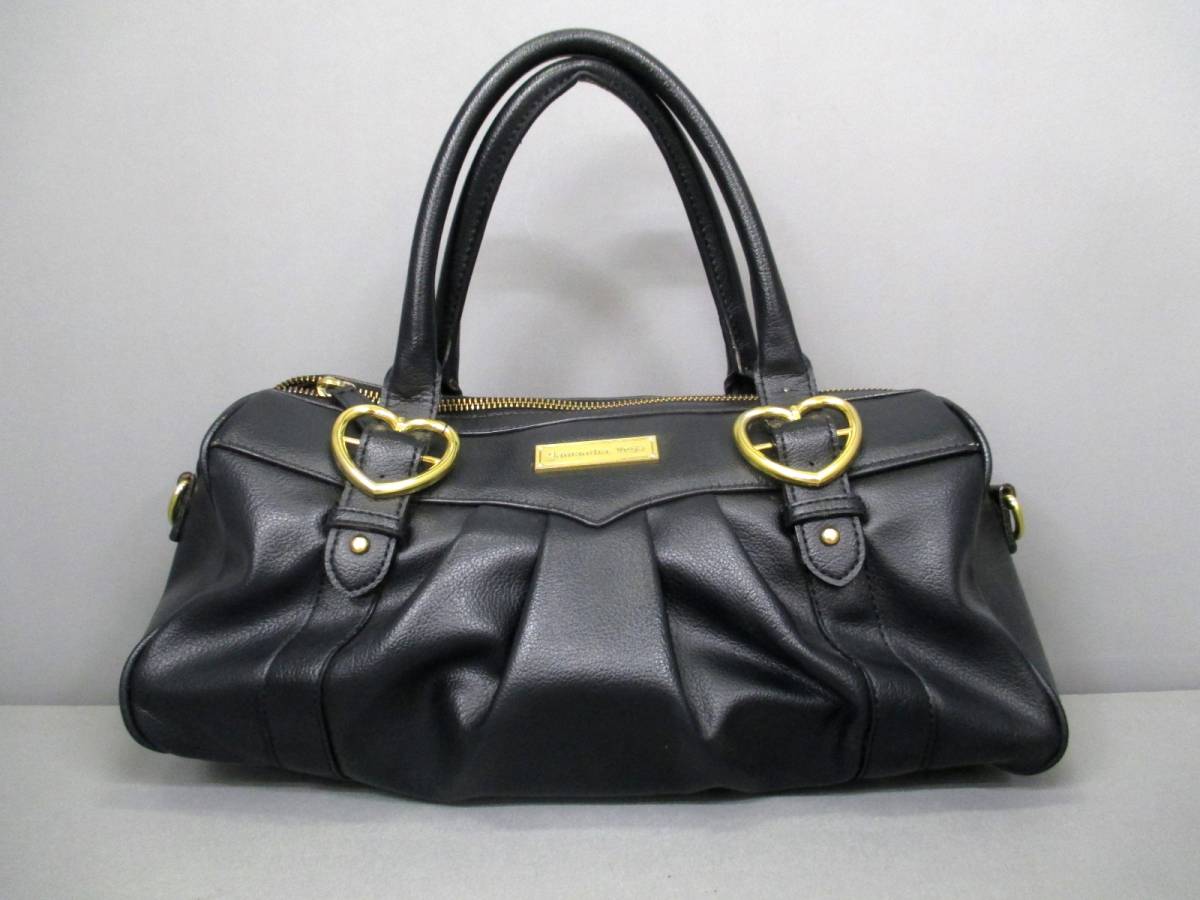$ 美品 $ ◆ Samantha Vega ◆ サマンサベガ ◆ レザー素材 ◆ 2way ショルダー ハンドバッグ ◆ 黒 ブラック系 ◆ 送料無料!!拍卖