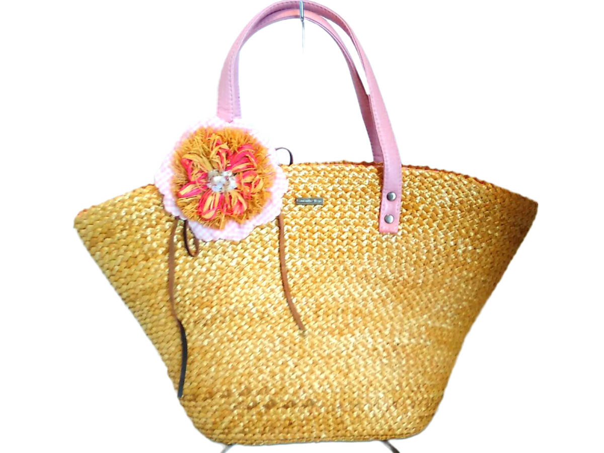 $ 美品 $ 希少!◆ Samantha Vega ◆ サマンサベガ ◆ ストロー製 ◆ かごバッグ トートバッグ ◆ ライトブラウン系 ◆ 送料無料!!拍卖