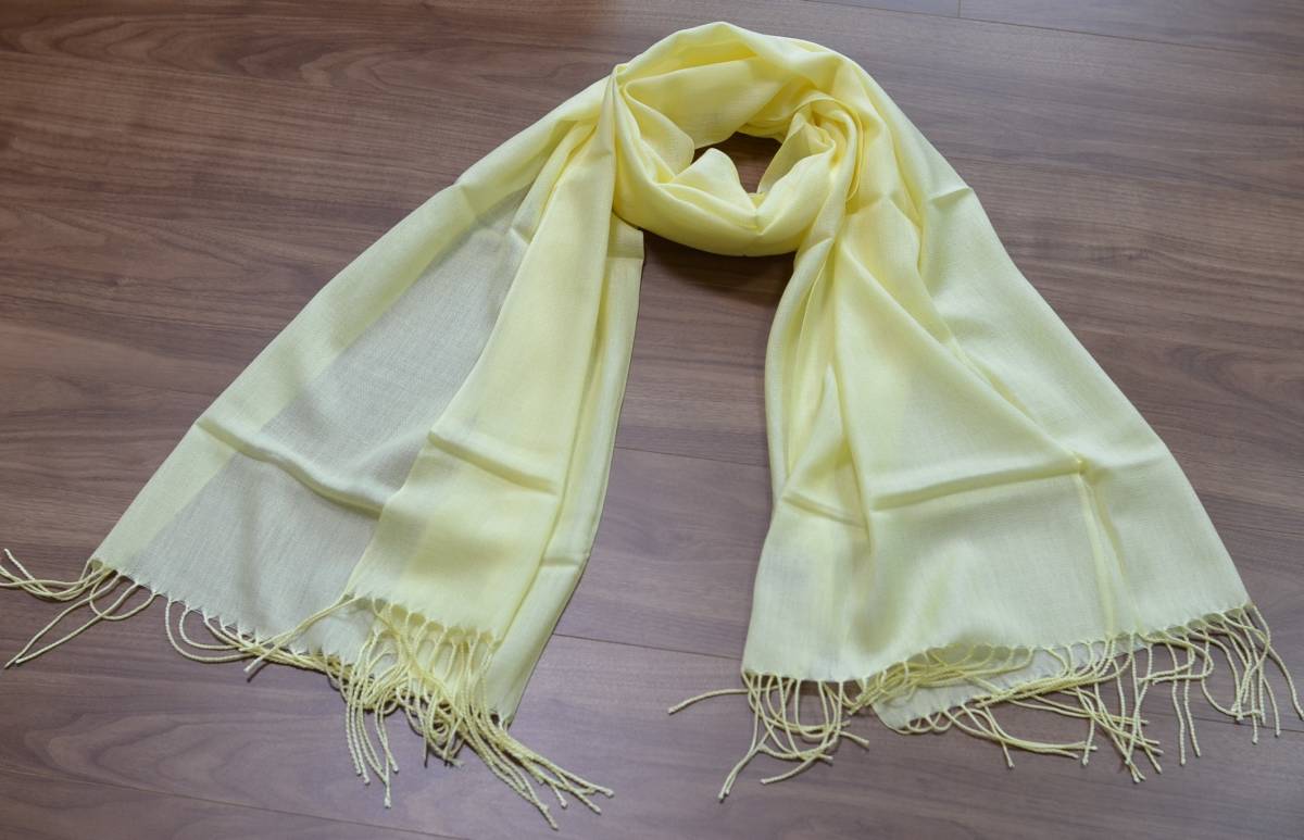 アクリル100% ストール 70㎝×180㎝ 黄色 未使用品 保管品拍卖