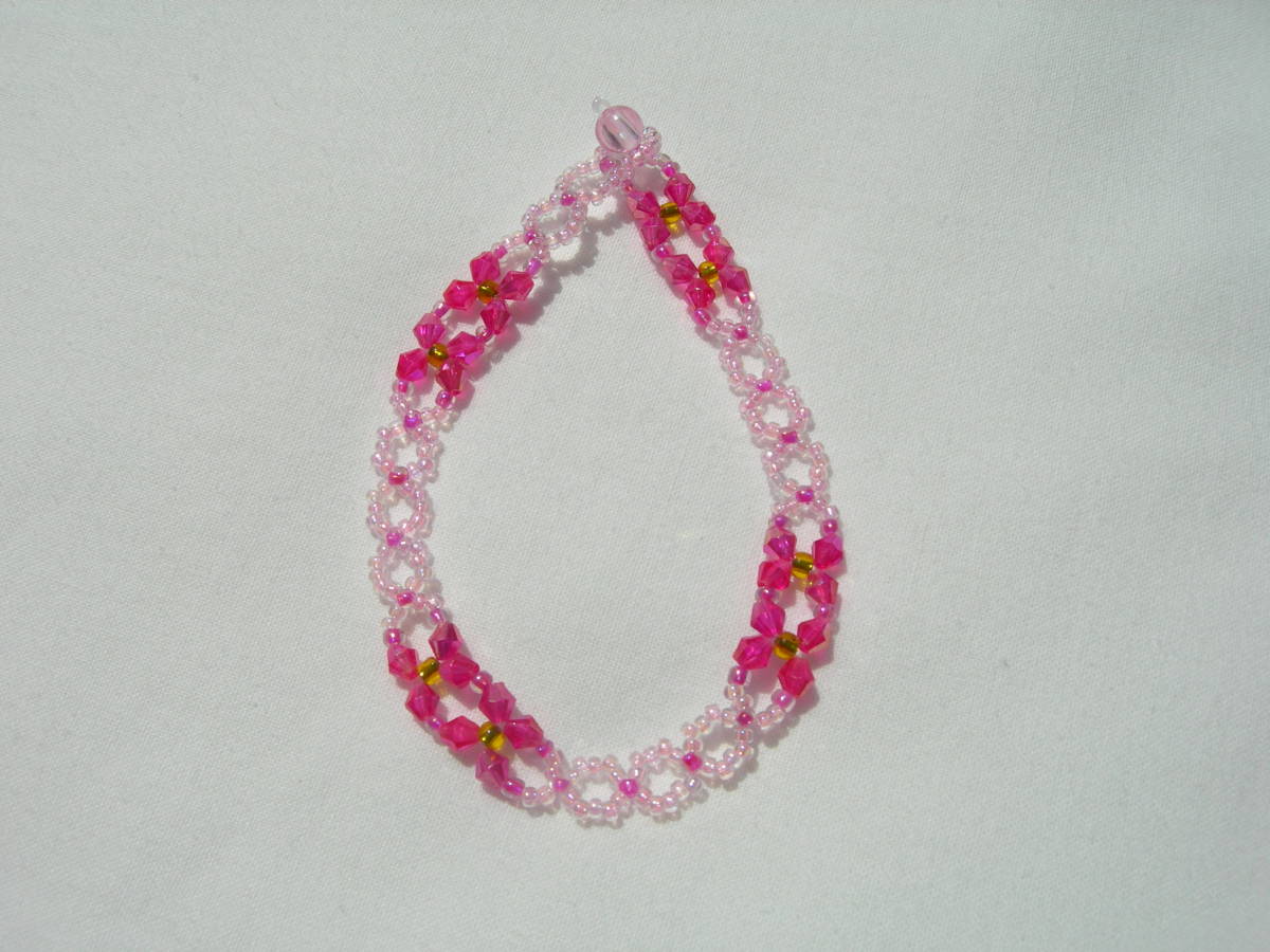 ビーズ ブレスレット(ピンク) ハンドメイド 新品拍卖