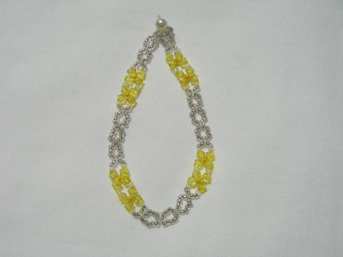 ビーズ ブレスレット(黄色&シルバー) ハンドメイド 新品拍卖