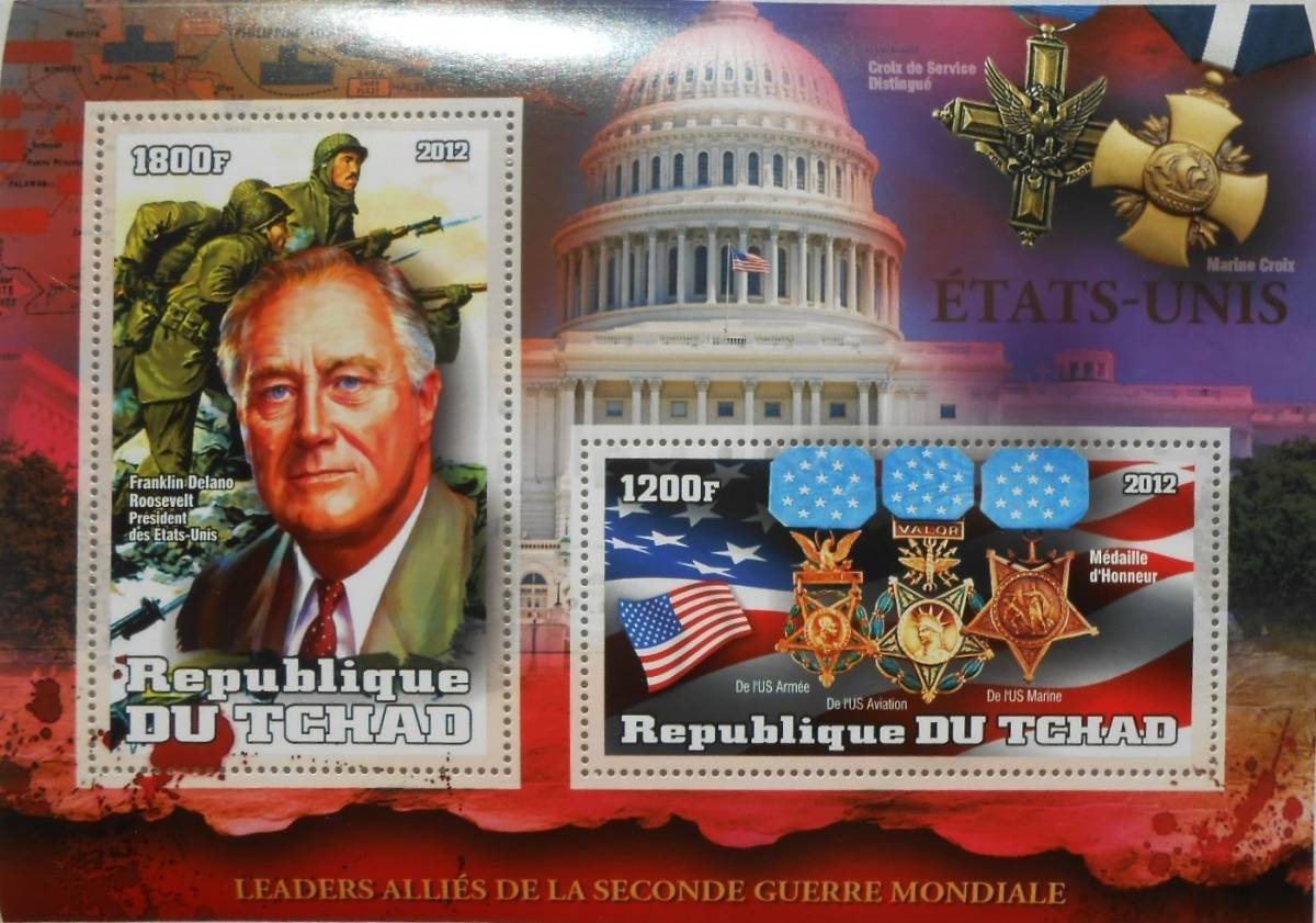 チャド切手『第二次世界大戦』(ルーズベルト) 未使用 拍卖