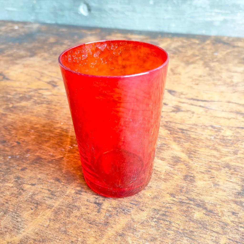 レトログラス レトロポップ ビンテージ レッド 赤 雑貨 インテリア 難あり 直接引き取り歓迎(横浜市) digjunkmarket拍卖