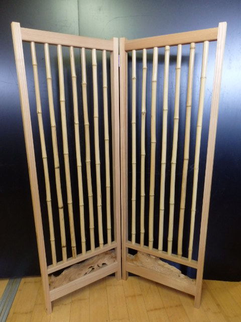 3042434 竹屏風 約131cm×45cm×3cm×2枚拍卖