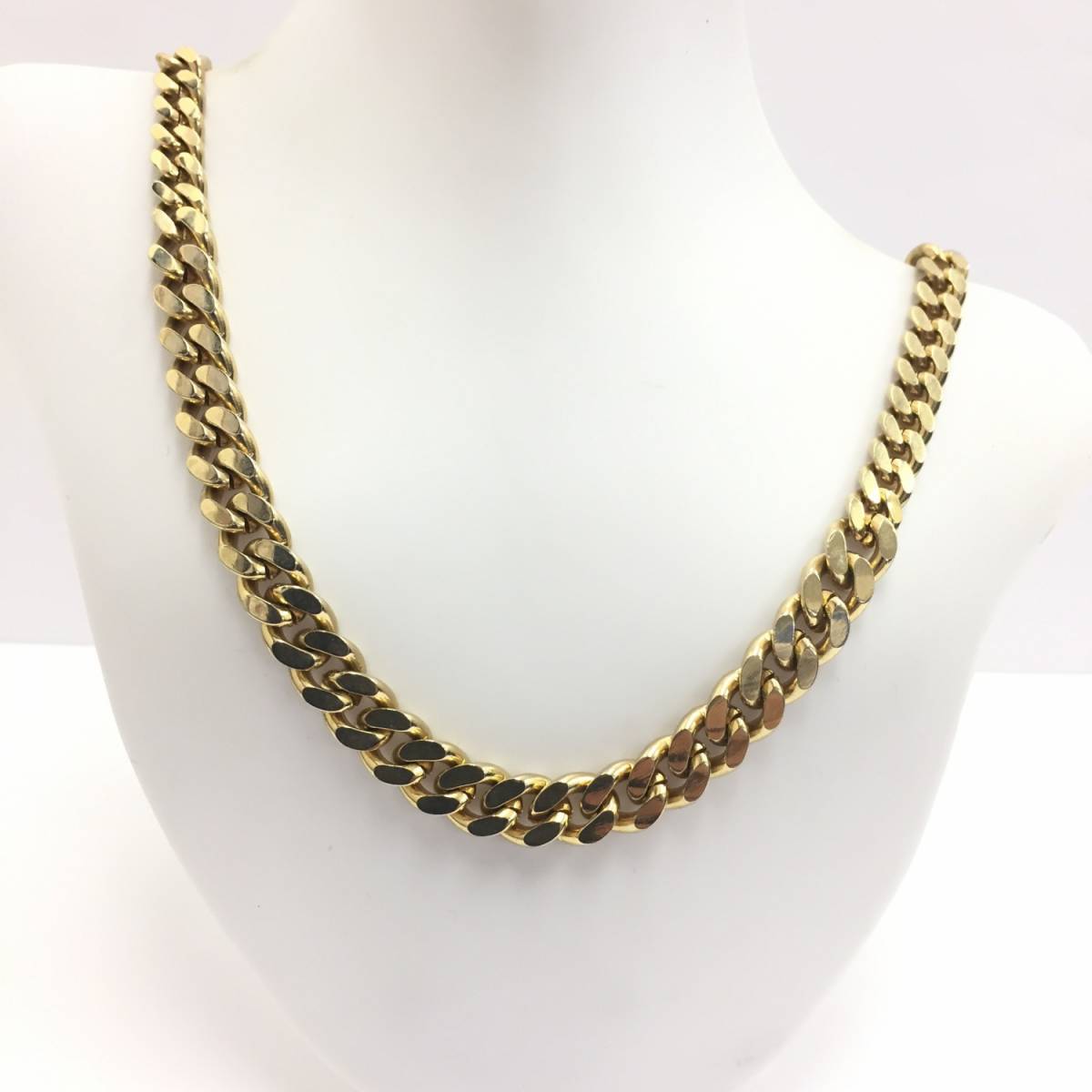 【ネックレス】約38+5cm 喜平 キヘイ 中央にかけて太くなる デザイン ゴールドカラー オシャレ 金色拍卖